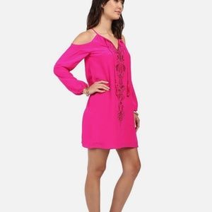 Lilly Pulitzer magenta cold shoulder dress - size small